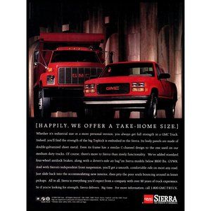 1995 GMC Sierra Trucks Vintage Print Ad Supercab Pickup Dump Truck Wall Art